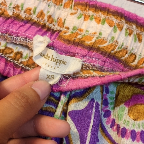 Haute Hippie Purple & Orange Wide Leg Pants with Bohemian Print XS - Picture 2 of 5